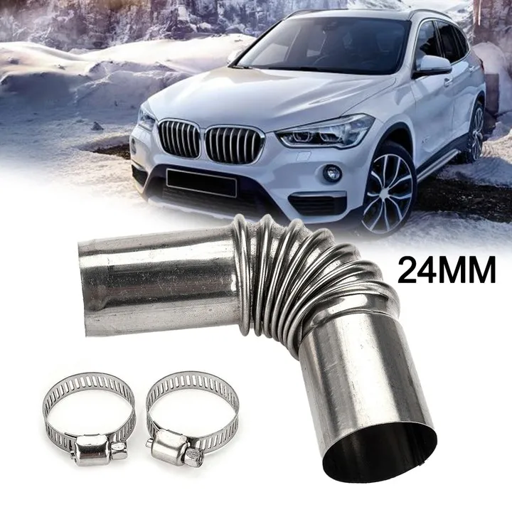 

1 PC Car 25mm Exhaust Pipe Tube Elbow Connector With 2x Clips For Eberspacher For Webasto Diesel Heater Stainless Steel Silver