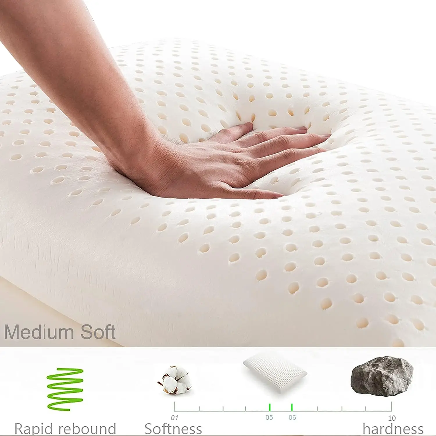 100% Natural Latex Sleeping Bed Pillow Luxury Pillow for Side Back and Stomach Sleepers Orthopedic Pillows Cervical Health Care 2