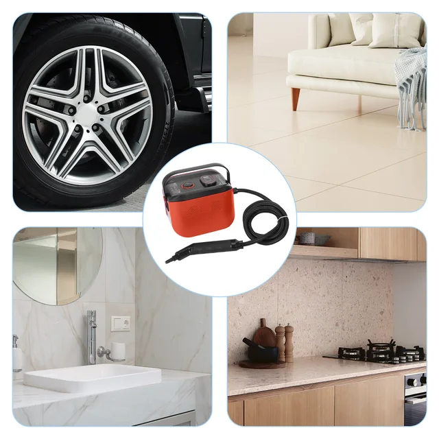 2500W 1.2L Steam Cleaner Temperature Adjustable Deep Cleaning Machine with 3 Brush Heads Window Scraper Cloth Cover Storage Bag 2