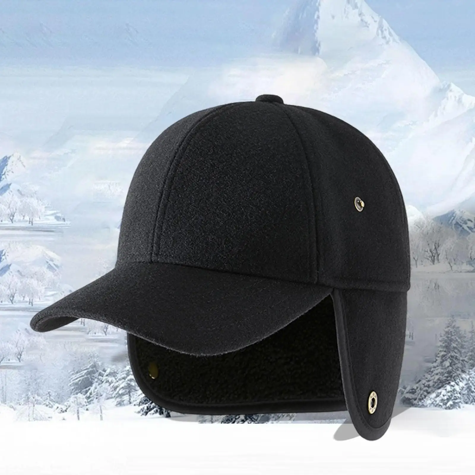 Mens Winter Fleece Hat Golf Cap Ear Protection Keep Warm Windproof Casual Visor for Cold Weather Travel Camping Outdoor Sports