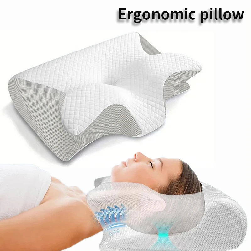 2 in 1 Ergonomic Memory Foam pillow Help Sleep Protect Neck Cervical Orthopedic Travel Neck Pillow Sleeping Home neck pillow