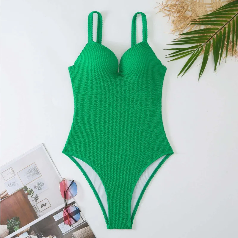 

Sexy Female One Piece Swimsuit Closed Women Solid Color Swimwear Push Up Swim Wear Beach Body Bathing Suit Beachwear Pool Bather