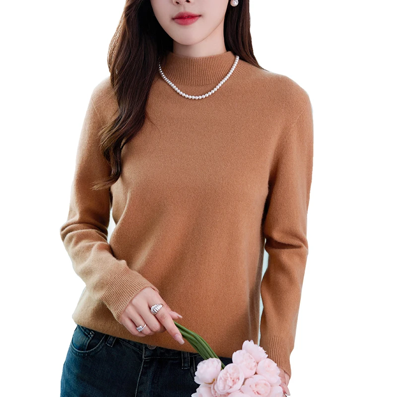 Cashmere Sweater Women Half turtleneck Solid color Pullovers 2025 Winter Autumn Cashmere Sweater Women 6