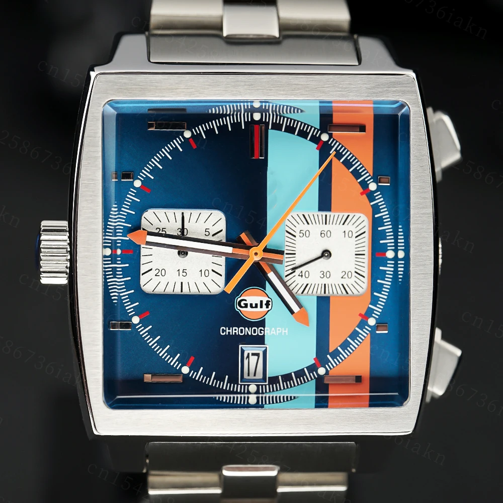 2022 Fashion New Square Color Bar 37mm Men's Leisure Sports Sapphire Mirror Stainless Steel Material Waterproof Quartz Watch