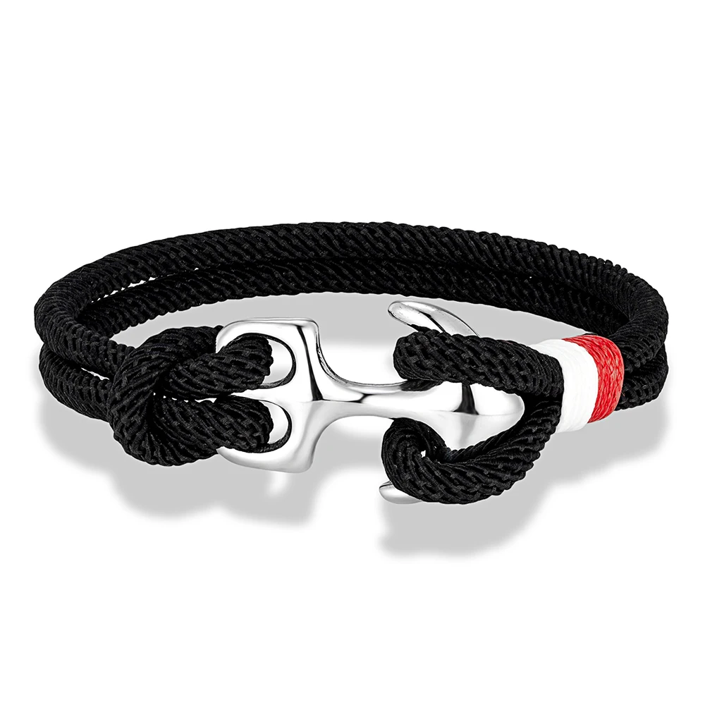 thumbnail image 1 of MKENDN Pulseras de ancla de doble hebra con contraste creativo para hombres y mujeres Pulseras de cuerda de supervivencia náutica con hebilla de ancla de acero inoxidable, 1 of 5