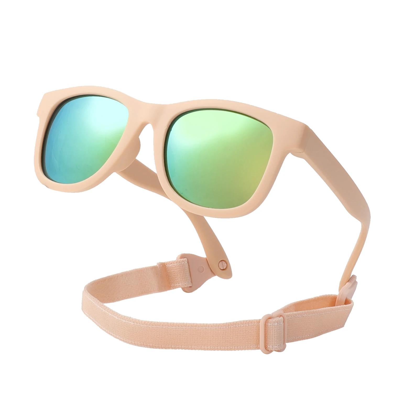 0-24 maanden pasgeboren baby buigbare flexibele gepolariseerde zonnebril met riem babyjongen meisjes vierkant siliconen frame_voghion.com