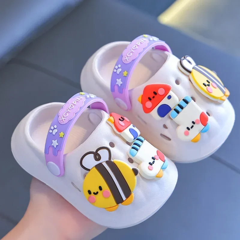 어린이용 정원 신발, 심플하고 귀여운 꽃 비치 샌들, 유아용 여름 슬리퍼, 부드러운 야외 슬리퍼, 플립 슈즈, 신상 