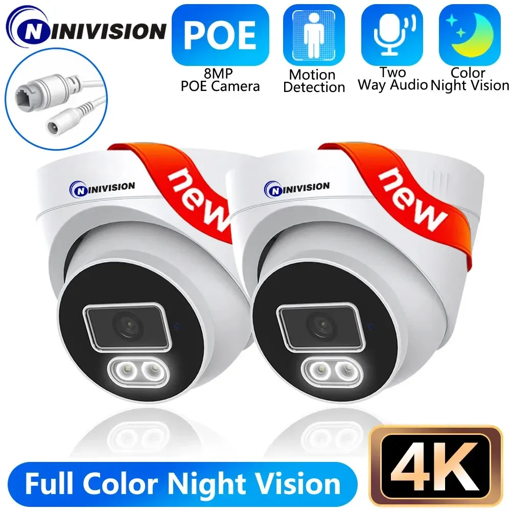 

4K 8MP POE IP Camera Two-Way Audio Outdoor Dual Light Source Color NightVision Baby Monitor CCTV Video Surveillance Security P2P