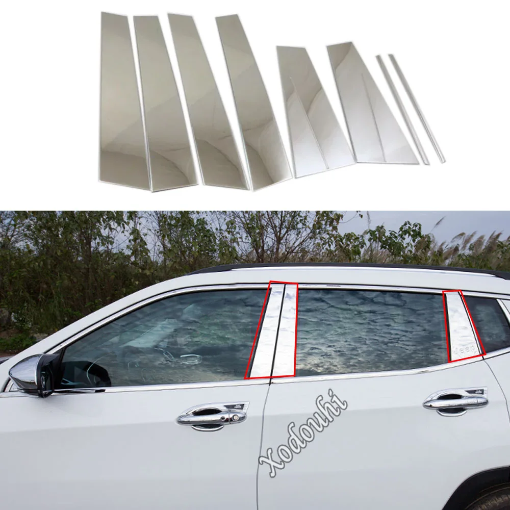 

For Jeep Compass 2017 2018 2019 2020 2021 2022 Car Styling Stick Stainless Steel Glass Window Garnish Pillar Middle Column Trim