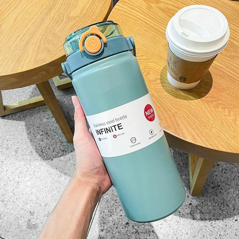 Large Capacity Stainless Steel Thermal Water Bottle with Straw - Vacuum Insulated Thermo Flask