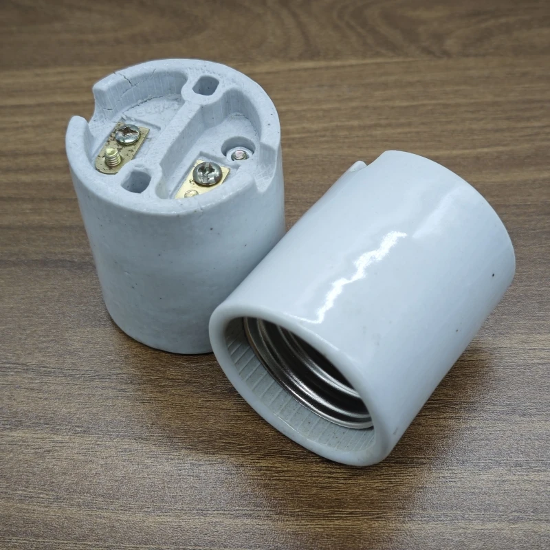 Portalampada Ceramica Portalampada Piatto Da 20 Cm Con Attacco A Vite E27 Rotondo Da 11 Cm, Portalampada Piatto A Led, 220V Bianco-Bianco 20 Pezzi