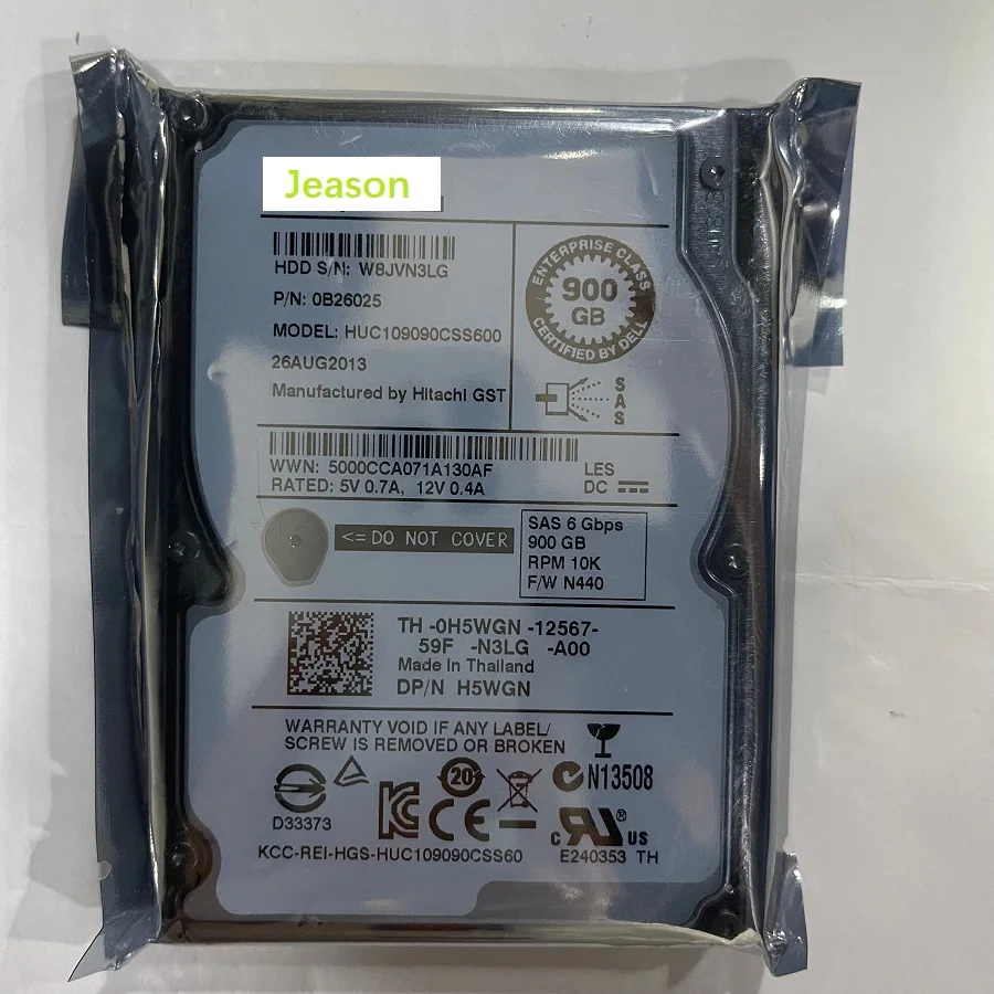 

Жесткий диск для Dell 900 Гб HDD 10K RPM 6G SAS 2,5 дюйма H5WGN HUC109090CSS600