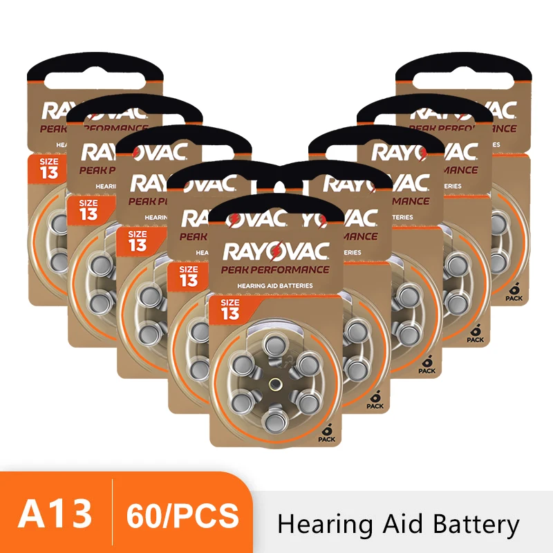 HearingAidBatteries60PCS10CardsRAYOVACPEAK145V13AA1313P13