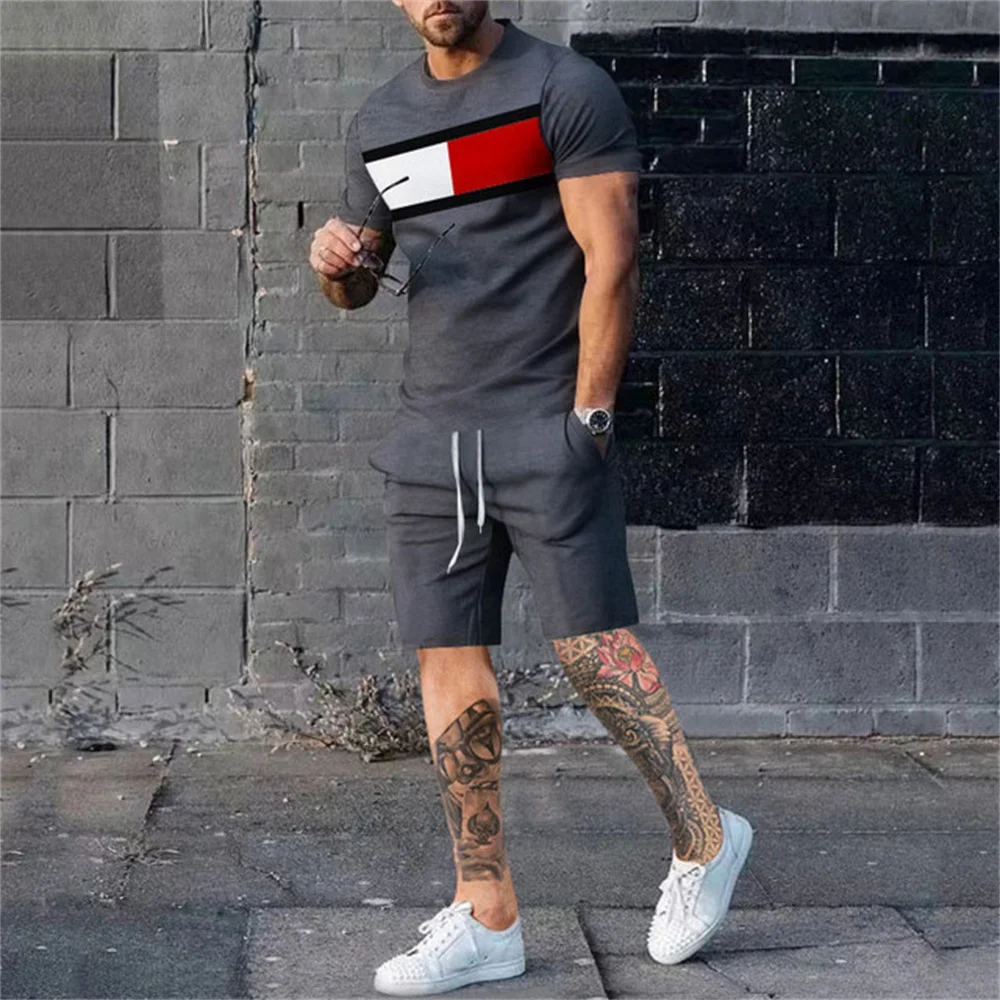 Oversized Men's Trend Casual Tracksuits 2024 3D Digital Print T-shirt Shorts Set 2 Piece Outfit New Summer European Jerseys 4