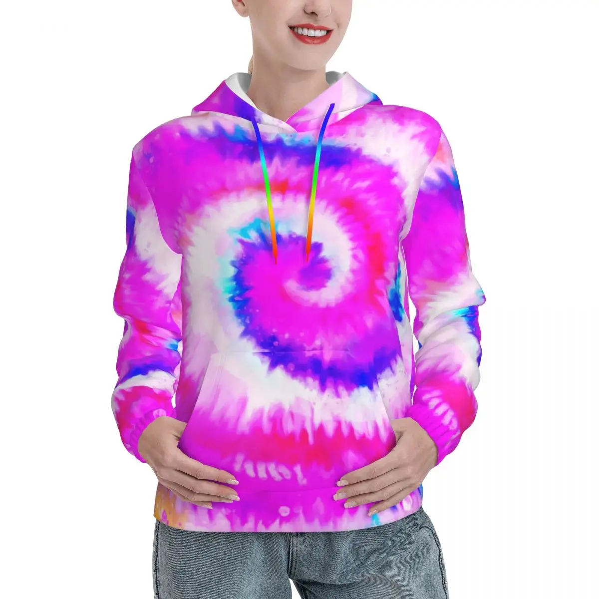 

Ombre Tie Dye Streetwear Hoodies Spring Rainbow Swirl Print Harajuku Pullover Hoodie Unisex Oversize Casual Hooded Sweatshirts