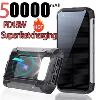 50000mAh Solar Power Bank Ultra Capacity USB 4 in1 Super Fast Charging USB TypeC LED Light Outdoor Power Bank For iPhone Samsung 1