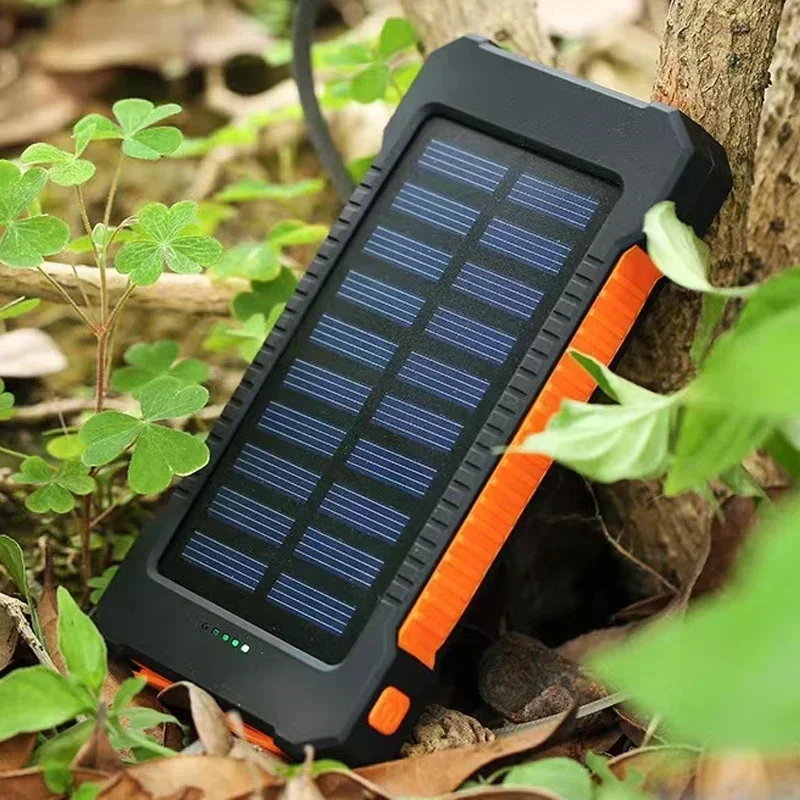 20000mAh Large Capacity Solar Power Bank Portable Fast Charging External Battery Charger With Lanyard Compass Outdoor Powerbank 3