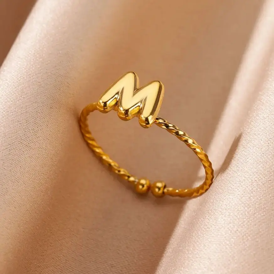 Cute Chunky Initial Letter Rings For Women