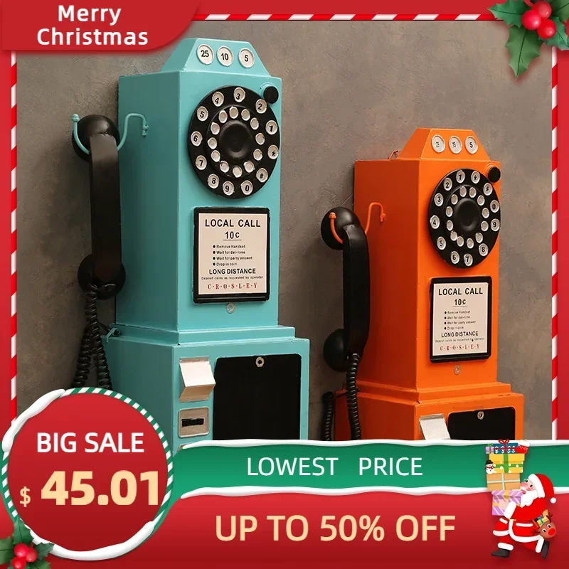 

Luxury retro American style nostalgic homestay iron art telephone decoration hotel desktop wall decoration photography props dec