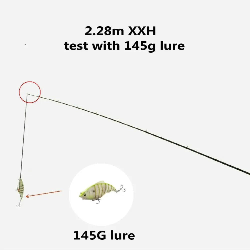 Lure fishing rod 2.28m,2.4m XH XXH Fast Action 40LB 2sections Jerkbait  Fishing Rod Carbon Spinning Casting Rod for Big Game