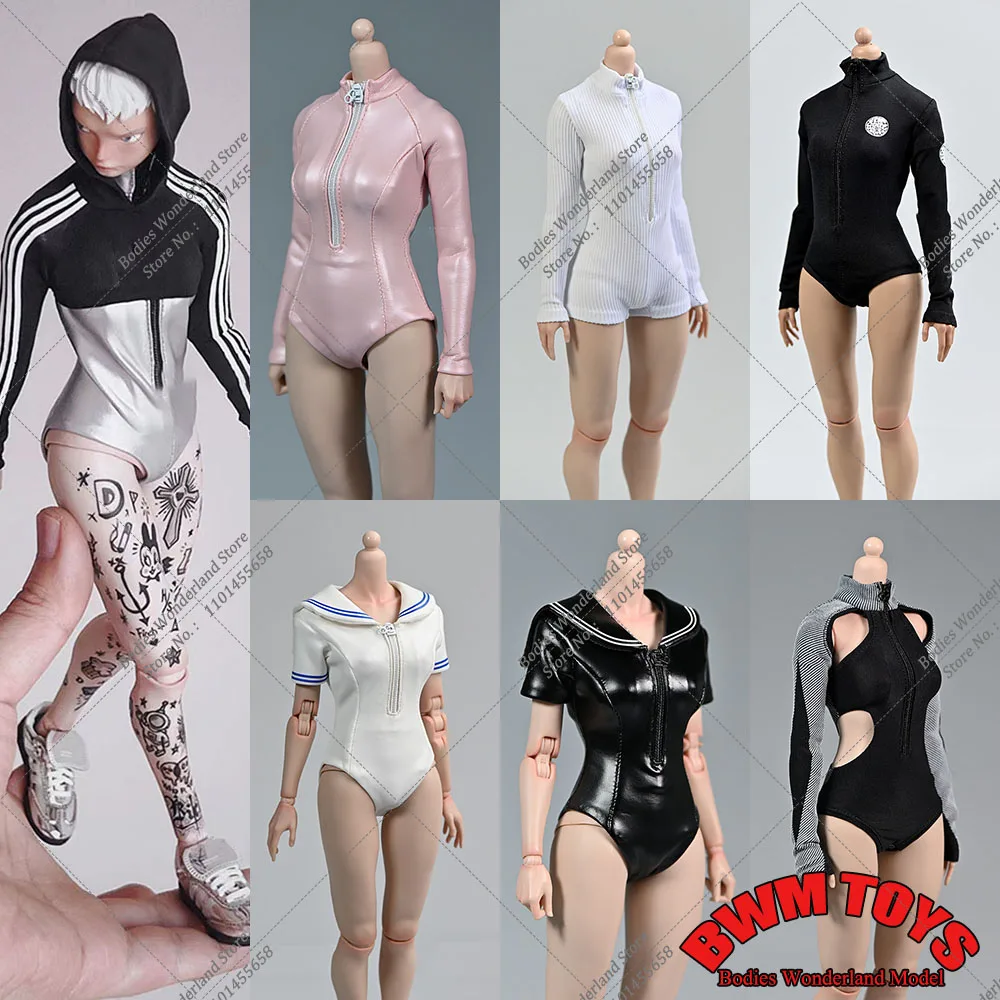 

Multicolour 1/6 Scale Female Long Sleeved Diving Suit Surfing Wet Suit One Piece Half Body Swimsuit for 12" Action Figure Body