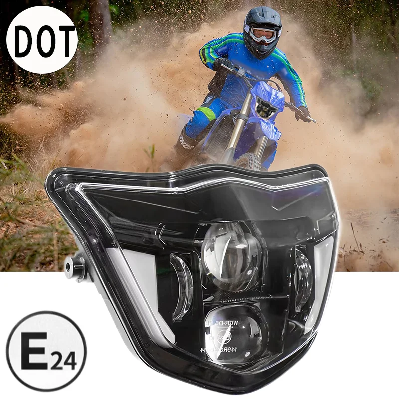 Светодиодная фара в сборе для мотоцикла Yamaha 2013-2023 WR250F WR400F WR450F TTR XT MX WR DOT E24