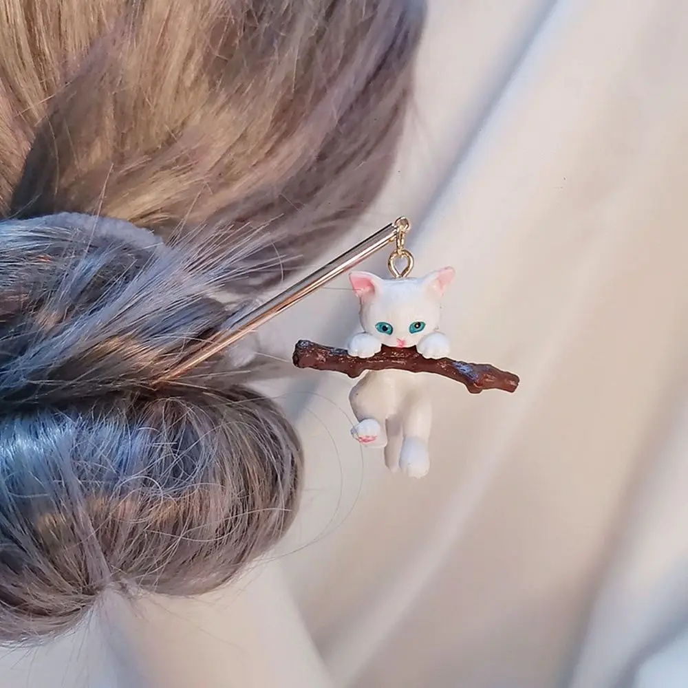 

Creative Cute Cat Bridal Ornaments Animal Korean Style Hairpin Tassel Women Hair Sticks Hair Fork
