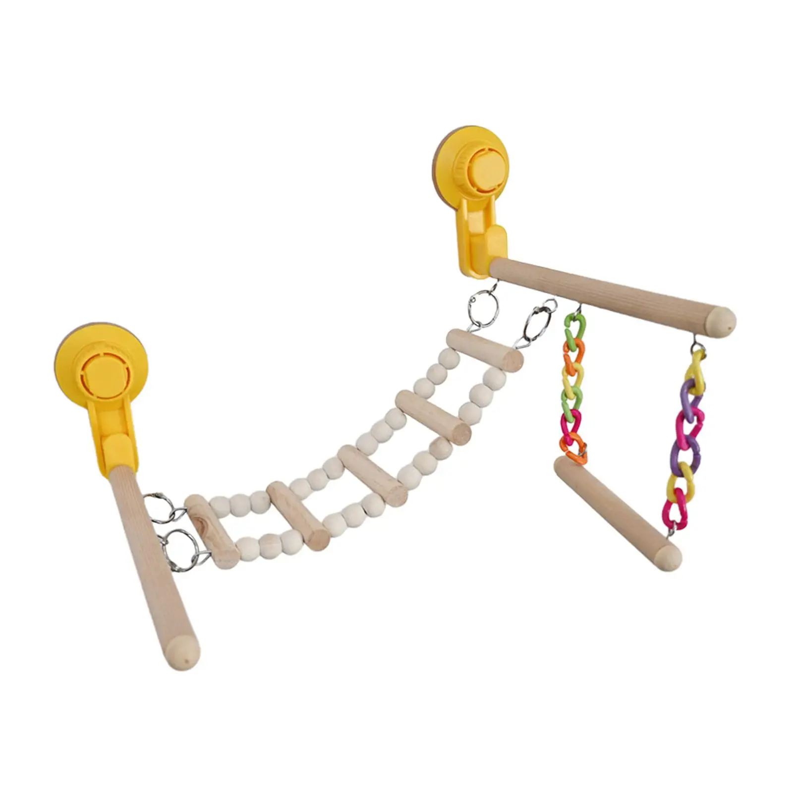 Suction Cup Wood Perch Toy Parrot Playstand for Hummingbird Budgie Parakeet
