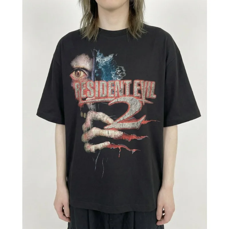 Resident Evil 2 Grafik-T-Shirt, Vintage Horror Gaming Streetwear Shirt