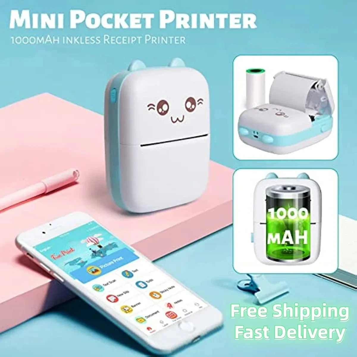 Description Picture 6 of itemMini printer 57mm thermal paper color children's photo paper self-adhesive sticker for mini printer printing replacement parts