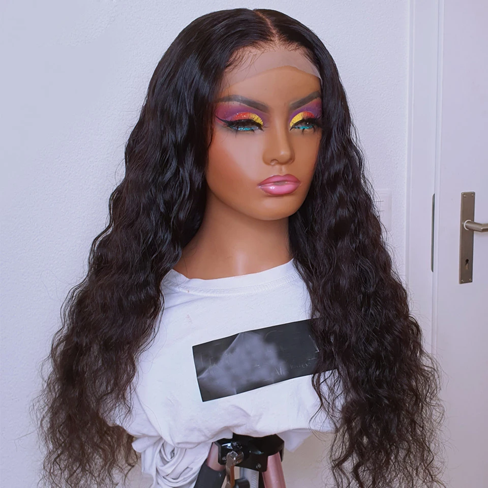 

PrepluckedSoft 180Density Long Kinky Curly Natural Black Lace Front Wig For African Women BabyHair Heat Resistant Fiber Glueless