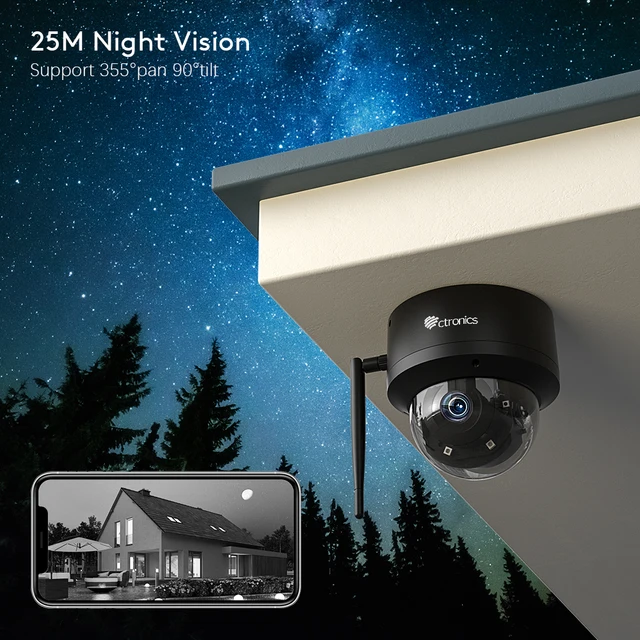 Ctronics 5MP 4MP Wifi Camera Ceiling Mount 360 PTZ 2 Way Audio Human Detection Auto Tracking CCTV Indoor Outdoor Night Vision 4