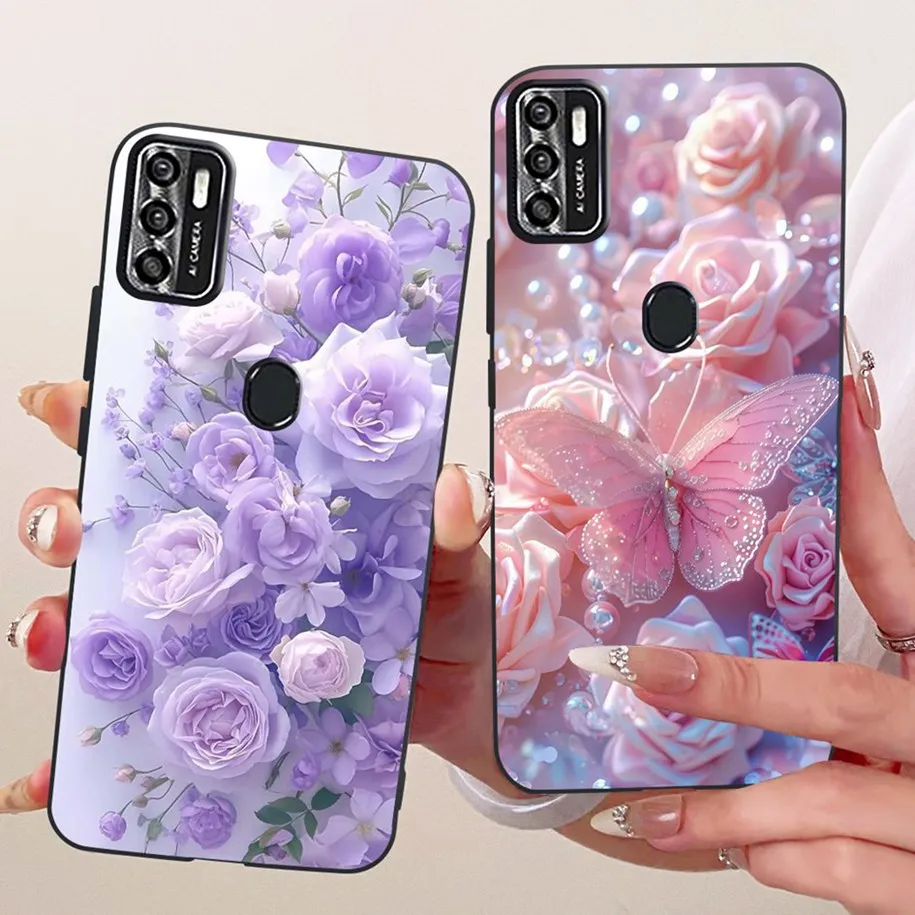 Floral Soft Black Silicone Bumper Phone Cover