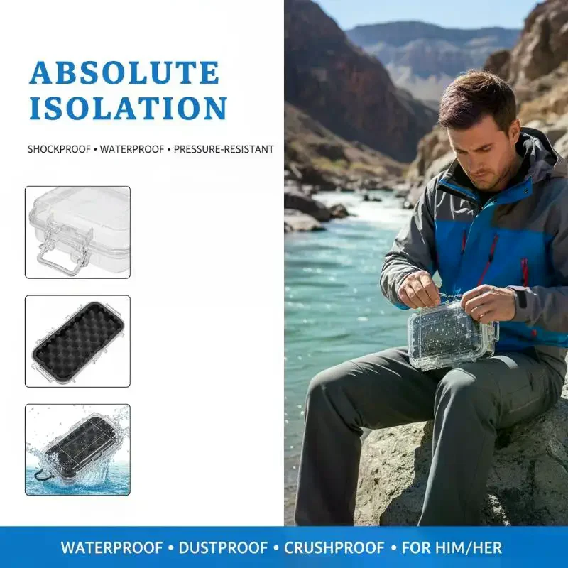 Scatola per attrezzatura da campeggio in ABS per esterni, custodia impermeabile e antiurto con coperchio trasparente per viaggi, pesca ed escursioni - immagine 3
