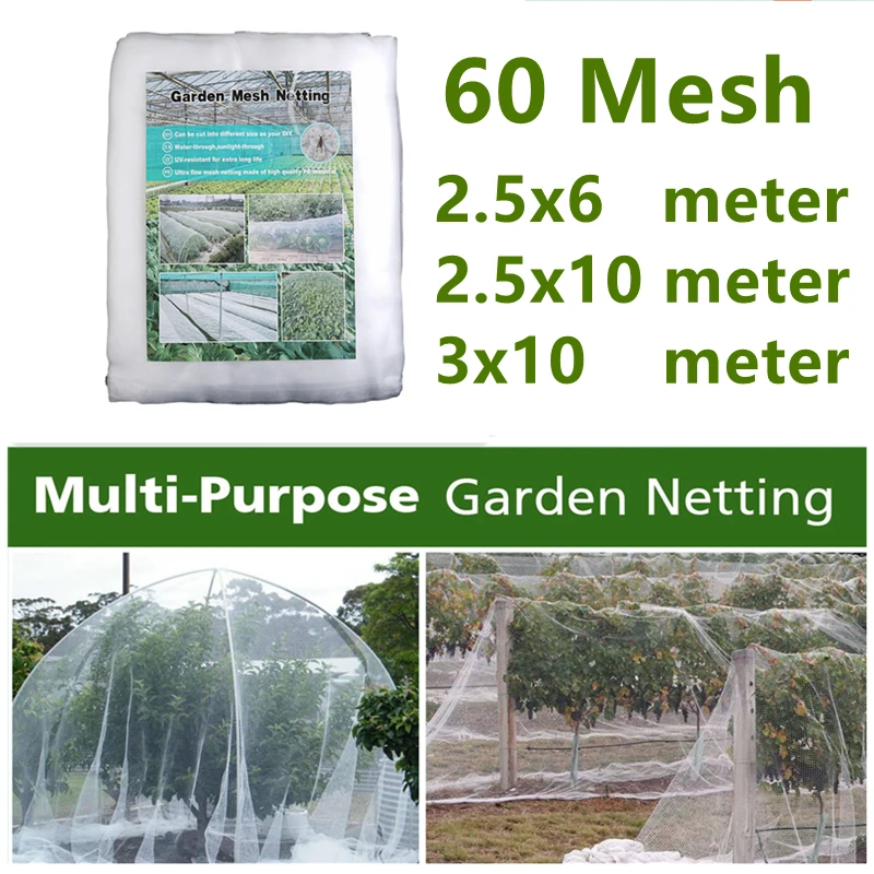 

60Mesh Garden Pest Barrier Plant Cover Greenhouse Mesh Netting Row Cover for Vegetable Fruit Flowers 6-10m Long Protction Net