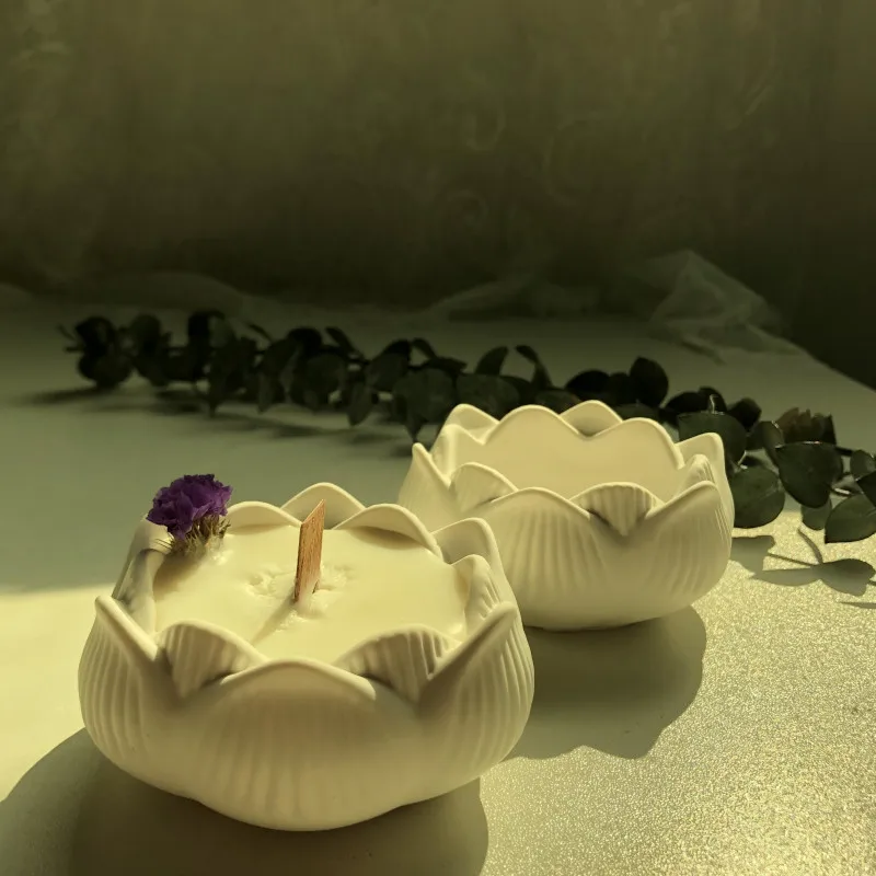 DIY Lotus Silicone Mold Jar Aromatherapy Candle Mould Pot For Making Epoxy Resin Plaster Concrete Flower Storage Box Home Decor