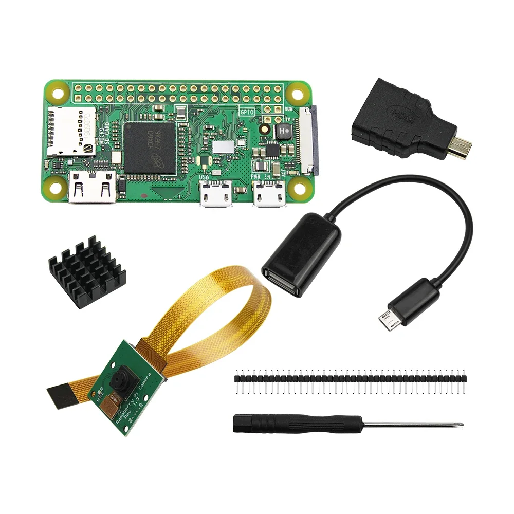 Raspberry Pi Zero Series Enhanced Starter Kit with Camera, Case, Heat Sink, Power Adapter, and HDMI Adapter
