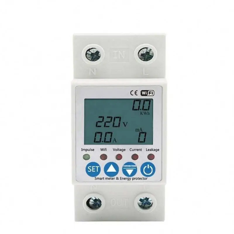 

63A 110V 220V smartlife WIFI Energy Meter Kwh Metering switch Timer with voltage current and leakage protection TUYA