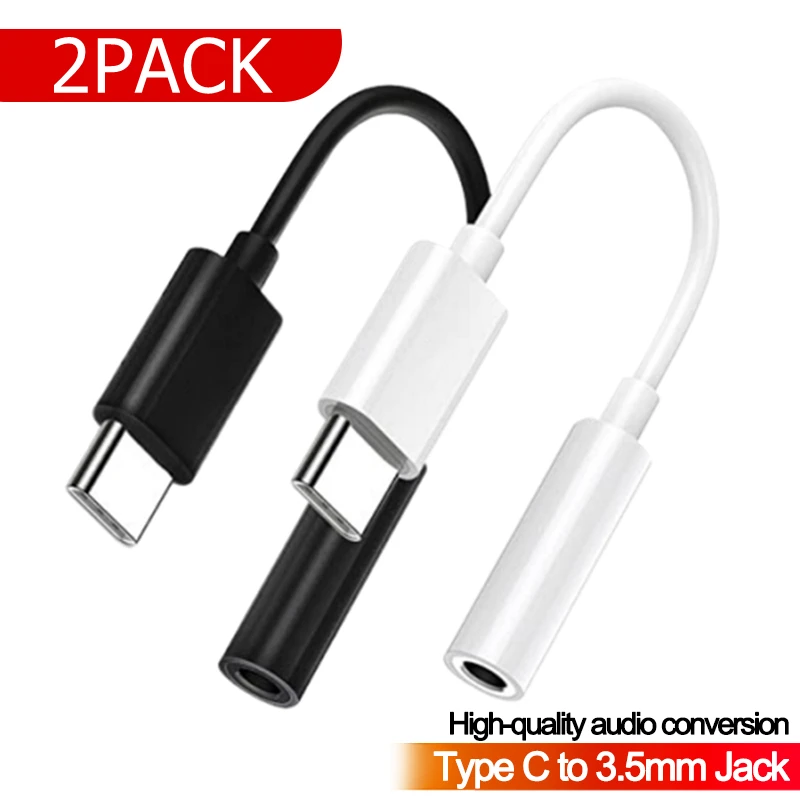 1-2Pcs USB Type C To 3.5mm Aux Adapter Audio Cable For Samsung Galaxy Xiaomi Huawei HIFI Earphone OTG Connetor