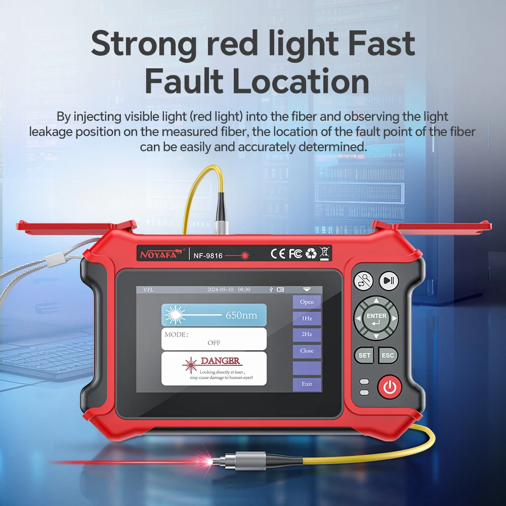 NOYAFA Mini OTDR Optic Reflectometer Active Fiber Live Tester 1310/1550nm 26dB VFL OLS OPM LED Event Map Ethernet Cable Tester