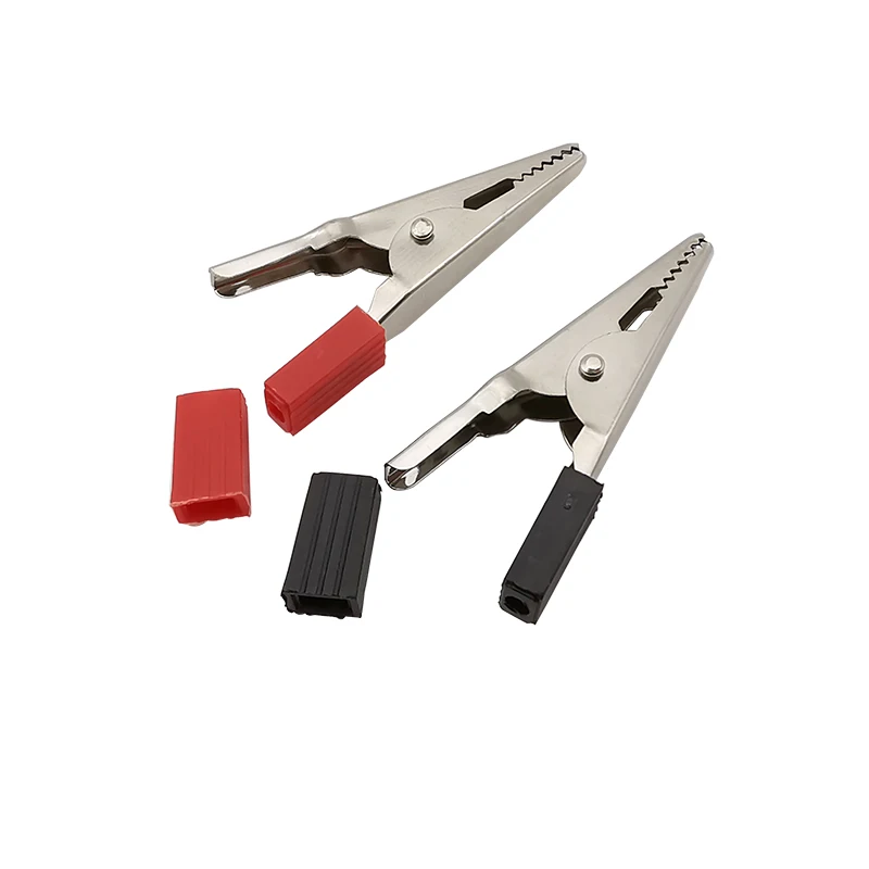 Metal Crocodile Clip Red Black Plastic Handle Alligator Clamps Electronic Test Probe Clips Length 45mm 10Pcs