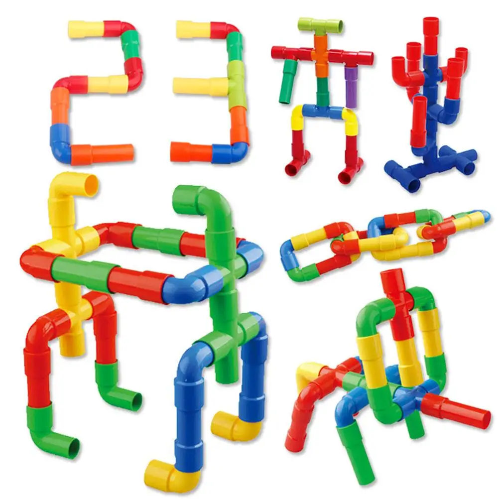 Plastic Water Pipe Building Blocks Toys Pipeline Construction Toys Montessori Educational Children Birthday Gifts