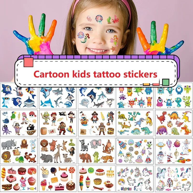 12PCS New Temporary Decal Tattoo for For Children Waterproof Tattoo for Kids Cartoons Mini Tattoos Stickers Girls Fake Tattoo