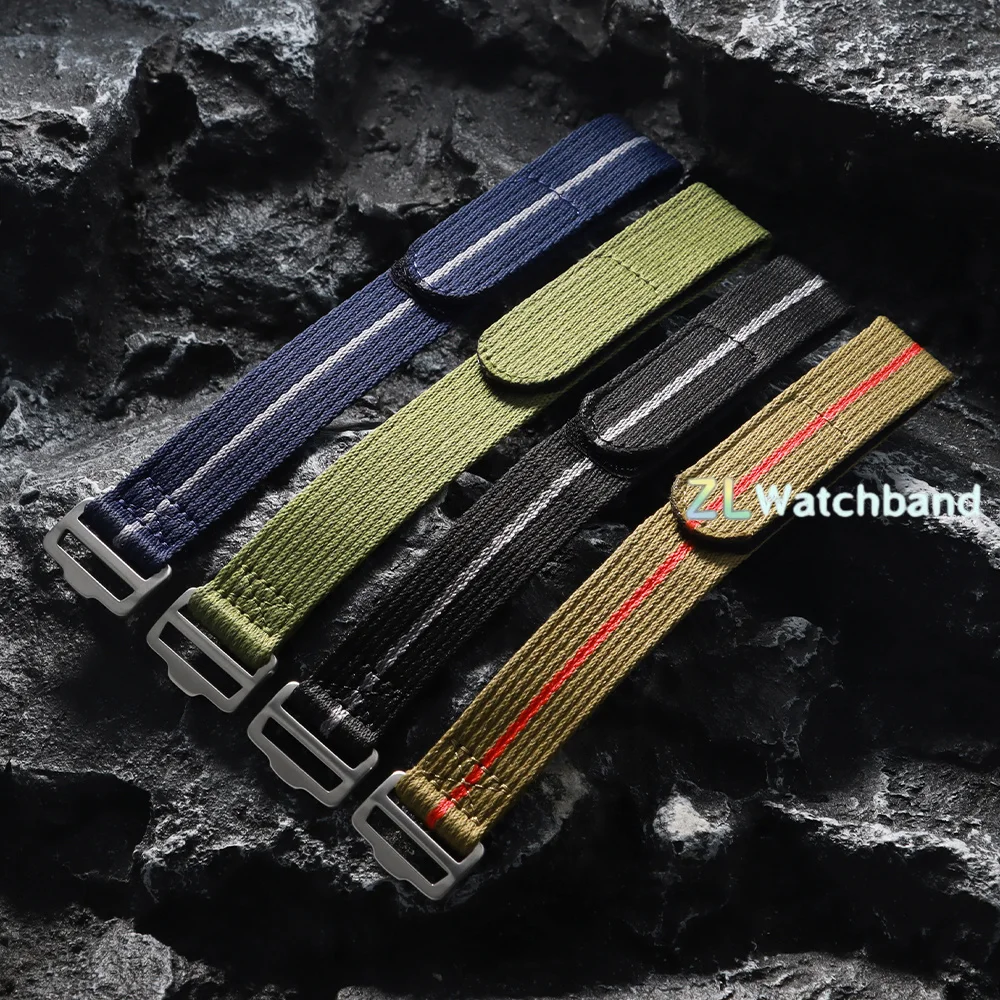 Military-Grade Nylon Hook & Loop Waterproof Watch Band - 20mm/22mm