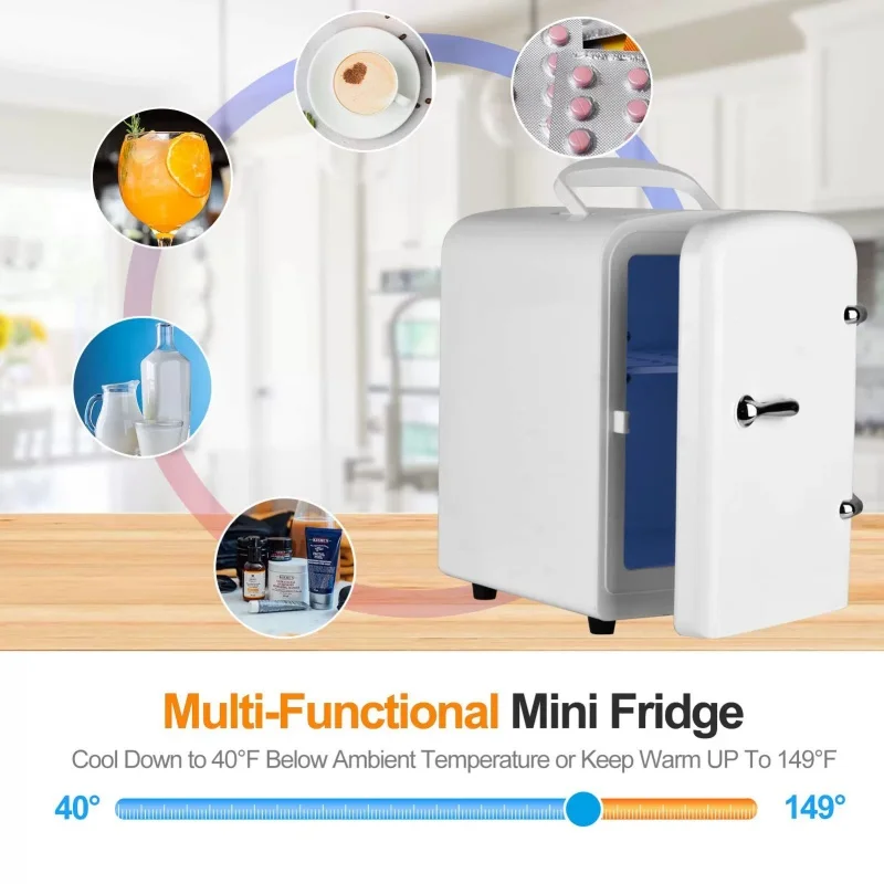 Mini Portable Fridge, USB Charging, Capacity 4L, Suitable for Cosmetics, Car, Kitchen, Home, Picnic, Camping, Keep Fresh