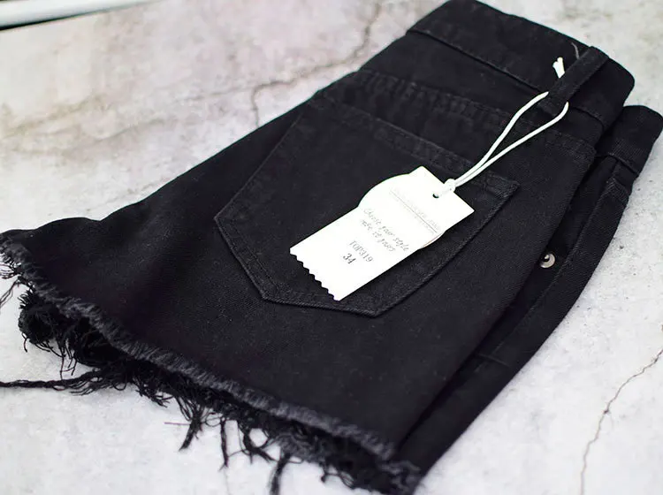 High Waist Black Denim Shorts Women Irregular Tassel Ripped Jeans Short Women Punk Style Streetwear Summer Sexy Short Jeans cargo pants for women