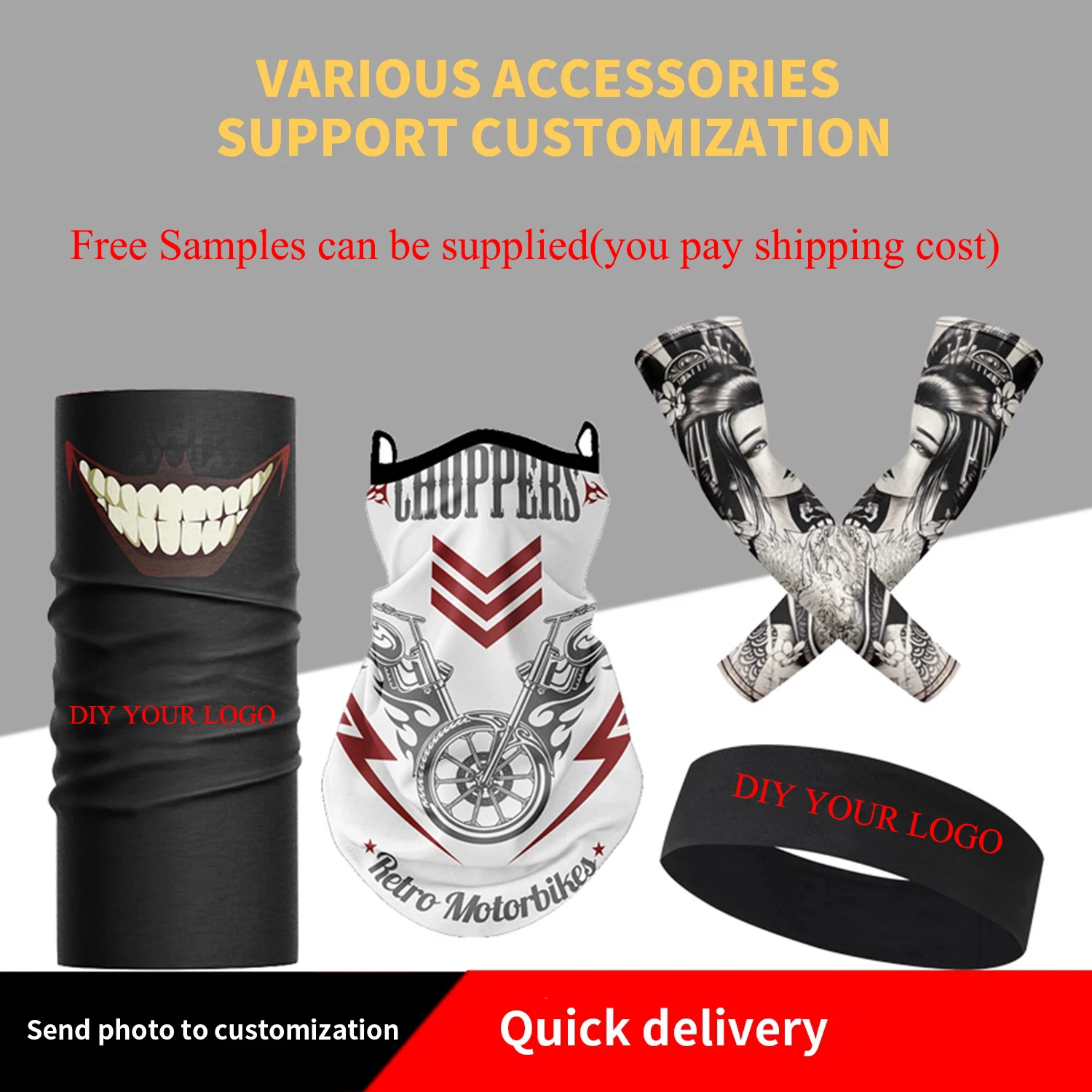 

Custom Neck Gaiter Seamless Bandana Earloop Cycling Face Mask Protective Headband Ski Balaclava Motorcycle Face Shield MOQ 10pcs