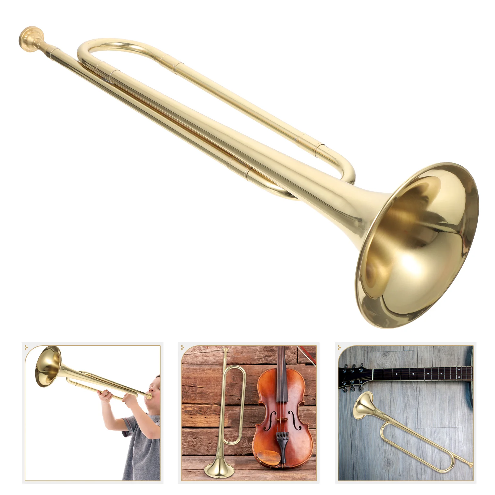 Golden Brass Trumpet Instrument for Youth Students Key Horn Stage Performance Decorative Gift for Music Lovers Home Office