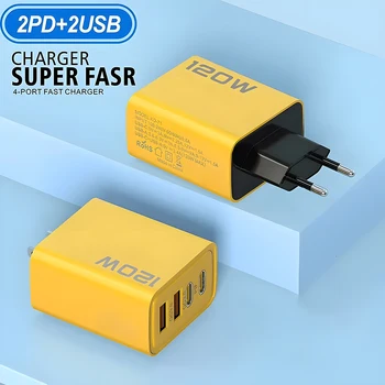 4 Ports USB C PD Charger Quick Charge 3.0 Type C USB Phone Chargers Fast Charging Adapter For iPhone 15 14 Samsung Xiaomi Huawei 4