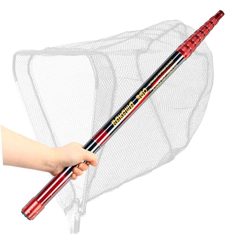 JOSBY Folding Fishing Net Telescopic Landing Net 2.1M/3M/3.6M Carp Carbon Fiber Fly Tools Sea Hand Dip Net Landing Accessorie